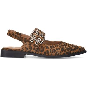 Manfield - Luipaardprint Slingbacks - Beige - Suède