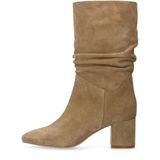 Manfield - Enkellaarzen - Beige - Suède - Gerimpeld Detail