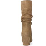 Manfield - Enkellaarzen - Beige - Suède - Gerimpeld Detail