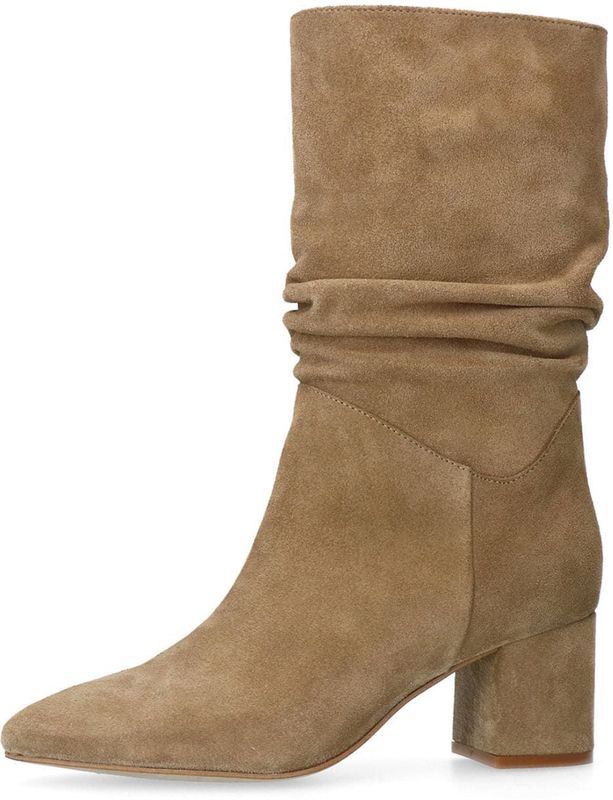 Manfield - Enkellaarzen - Beige - Suède - Gerimpeld Detail