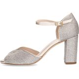 Manfield - Sandaletten - Goud - Textiel - Blokhak