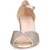 Manfield - Sandaletten - Goud - Textiel - Blokhak