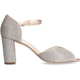 Manfield - Sandaletten - Goud - Textiel - Blokhak