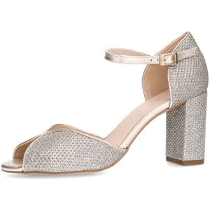 Manfield - Sandalen - Geel - Leer - Gouden Glitter - Enkelbandje