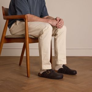 Manfield - Nubuck Clogs - Donkerbruin - Leren Voering - Gespsluiting