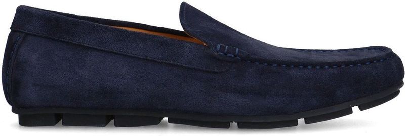 Manfield - Loafers - Blauw - Suède - Rubberen Zool