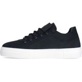 Manfield - Suède Sneakers - Zwart - Suède - Leer