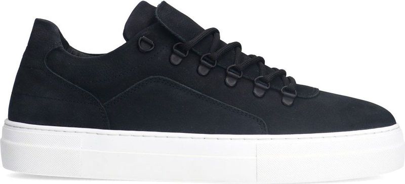 Manfield - Suède Sneakers - Zwart - Suède - Leer