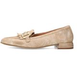 Manfield - Suède Loafers - Beige - Glitter - Blokhak 2 cm