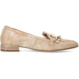 Manfield - Suède Loafers - Beige - Glitter - Blokhak 2 cm
