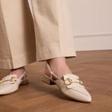 Manfield - Slingback Loafers - Ecru - Leer