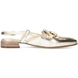 Manfield - Schoenen - Dames - Geel - Gouden Leren Slingbacks met Bandjes
