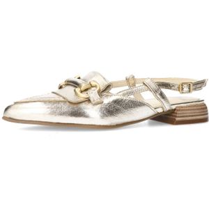 Manfield - Schoenen - Dames - Geel - Gouden Leren Slingbacks met Bandjes