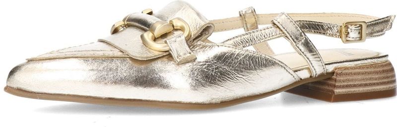 Manfield - Schoenen - Dames - Geel - Gouden Leren Slingbacks met Bandjes