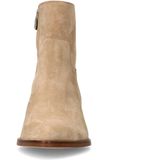 Manfield - Enkellaarsjes - Beige - Suède - Ritssluiting - Schuine Blokhak
