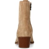 Manfield - Enkellaarsjes - Beige - Suède - Ritssluiting - Schuine Blokhak