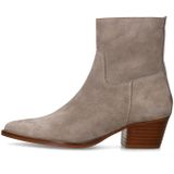 Manfield - Grijze Suède Enkellaarsjes met Hak