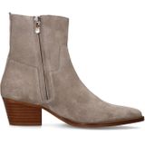 Manfield - Grijze Suède Enkellaarsjes met Hak