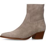 Manfield - Grijze Suède Enkellaarsjes met Hak