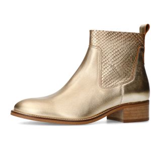 Manfield - Cowboylaarsjes - Goud - Leer - Blokhak 3 cm