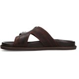 Manfield - Leren Sandalen - Bruin - Leer - Verstelbare Gesp - Brede Band