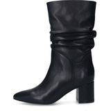 Manfield - Zwarte Leren Westernlaarzen - 6 cm Blokhak - Gerimpeld Effect