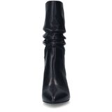 Manfield - Zwarte Leren Westernlaarzen - 6 cm Blokhak - Gerimpeld Effect