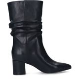 Manfield - Zwarte Leren Westernlaarzen - 6 cm Blokhak - Gerimpeld Effect