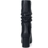 Manfield - Zwarte Leren Westernlaarzen - 6 cm Blokhak - Gerimpeld Effect