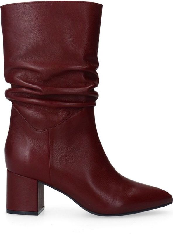 Manfield - Bordeaux Rode Laarzen - Leren - Western - Blokhak 6 cm
