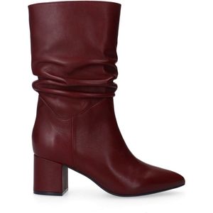 Manfield - Bordeaux Rode Laarzen - Leren - Western - Blokhak 6 cm