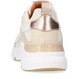 Manfield - Dames - Witte Leren Sneakers - Stoffen Details - Plateauzool 4 cm
