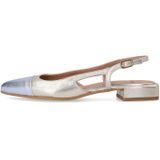 Manfield - Schoenen - Dames - Geel - Leer - Gouden Slingbacks met Zilveren Details