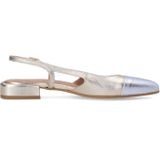 Manfield - Schoenen - Dames - Geel - Leer - Gouden Slingbacks met Zilveren Details
