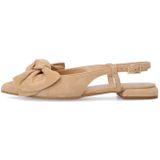Manfield - Beige Suède Slingbacks - Pumps - Platte Hak 2 cm