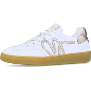 Manfield - Sneakers - Wit - Leren - Metallic Details