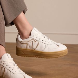 Manfield - Leren Sneakers - Wit - Leer