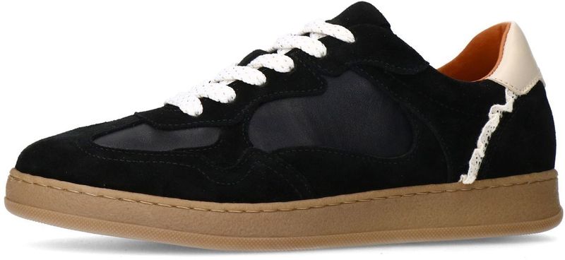 Manfield - Sneakers - Zwart - Suède - Mesh Details