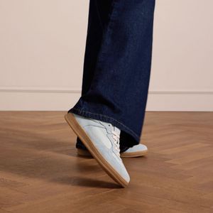 Manfield - Sneakers - Blauw - Suède - Mesh Details