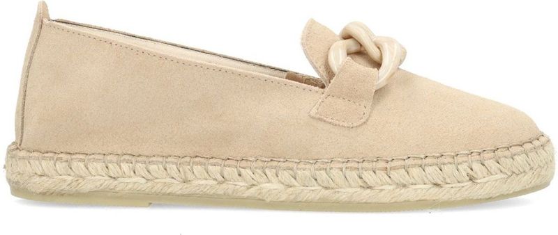 Manfield - Espadrilles - Beige - Suède - Kettinkje - Gevlochten Zool