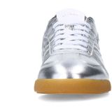 Manfield - Dames Sneakers - Zilveren Leren Metallic - Witte Platte Zool