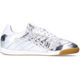 Manfield - Dames Sneakers - Zilveren Leren Metallic - Witte Platte Zool