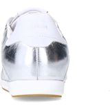 Manfield - Dames Sneakers - Zilveren Leren Metallic - Witte Platte Zool