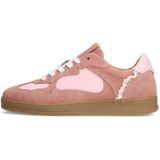 Manfield - Dames Sneakers - Roze - Suède - Met Kant