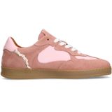 Manfield - Dames Sneakers - Roze - Suède - Met Kant