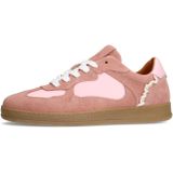 Manfield - Dames Sneakers - Roze - Suède - Met Kant