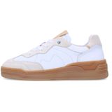 Manfield - Leren Sneakers - Wit/Beige - Leer