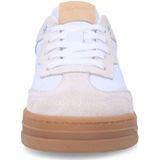 Manfield - Leren Sneakers - Wit/Beige - Leer