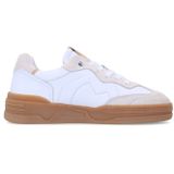 Manfield - Leren Sneakers - Wit/Beige - Leer