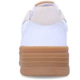 Manfield - Leren Sneakers - Wit/Beige - Leer